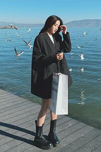 现货226-L08-P1152022春季新款小西装外套女控168,黑衣女搭配图片