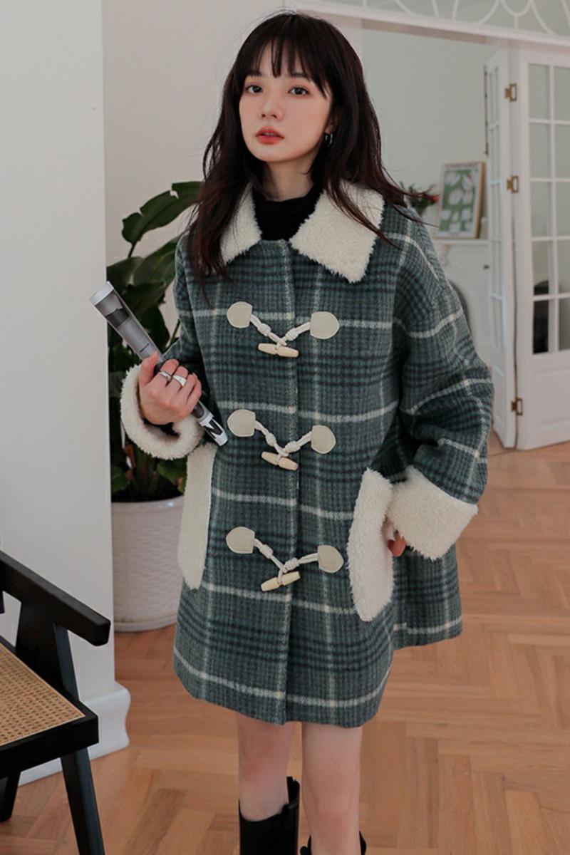 已出货226-815-P1652022冬季短款韩版修身毛呢外套女控价238,女装毛呢外套,惟卡贝娜