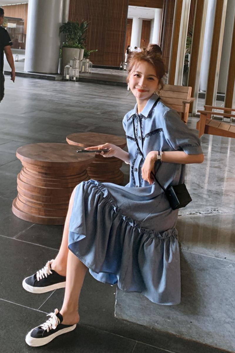 现货226-923-P952022夏季新款中长款连衣裙女控价148,女装连衣裙,惟卡贝娜