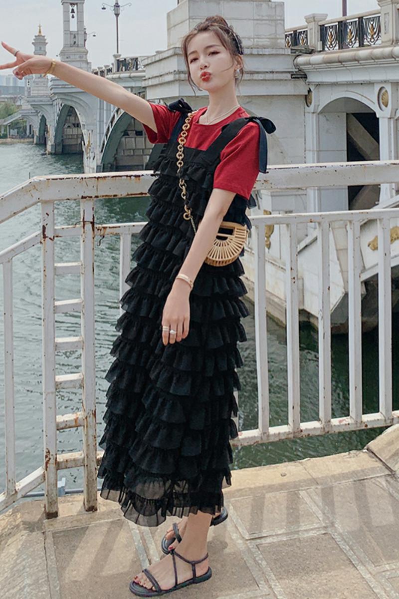 现货226-L63-P1152022夏季新款中长款连衣裙加T血套装女控价168,女装连衣裙,惟卡贝娜