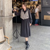 法式格子衬衫连衣裙两件套女2022早秋新款高级感休闲时尚马甲套装，女装套装/套裙，惟卡贝娜