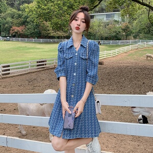 已出货226-A352-P120 2024夏季新款牛仔提花连衣裙女 178图片