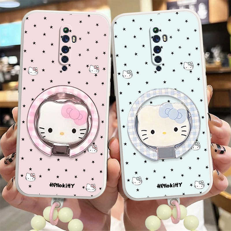 适用于OPPOReno2Z手机壳带支架新款保护套男女PCKM80镜头全包硅胶软壳超薄防摔直边创意带手链高颜值潮