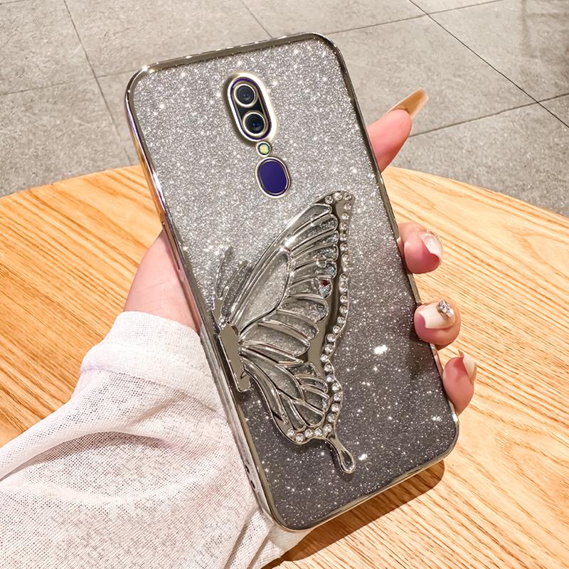 oppoa9x手机壳防摔女闪粉蝴蝶