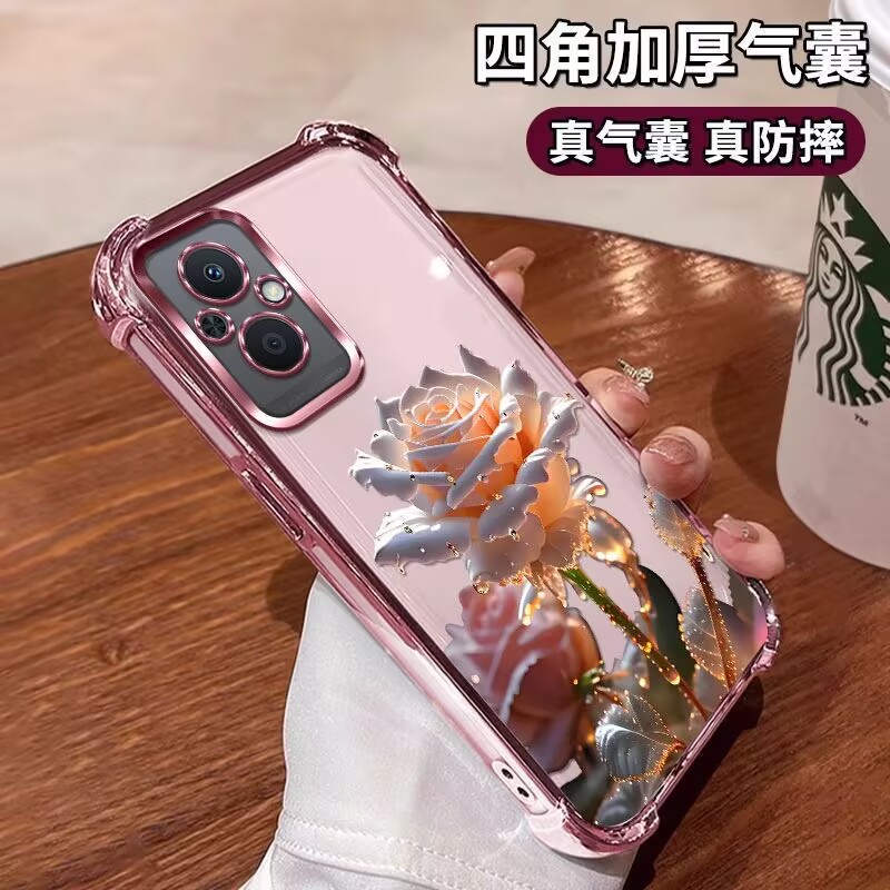 OPPOA96手机壳四角防摔玫瑰花