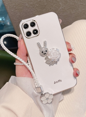 适用荣耀X8B手机壳新款电镀直边honor x8A硅胶保护套带钻LLY-LX1全包镜头超薄防摔x8B5G网红时尚女软外壳case