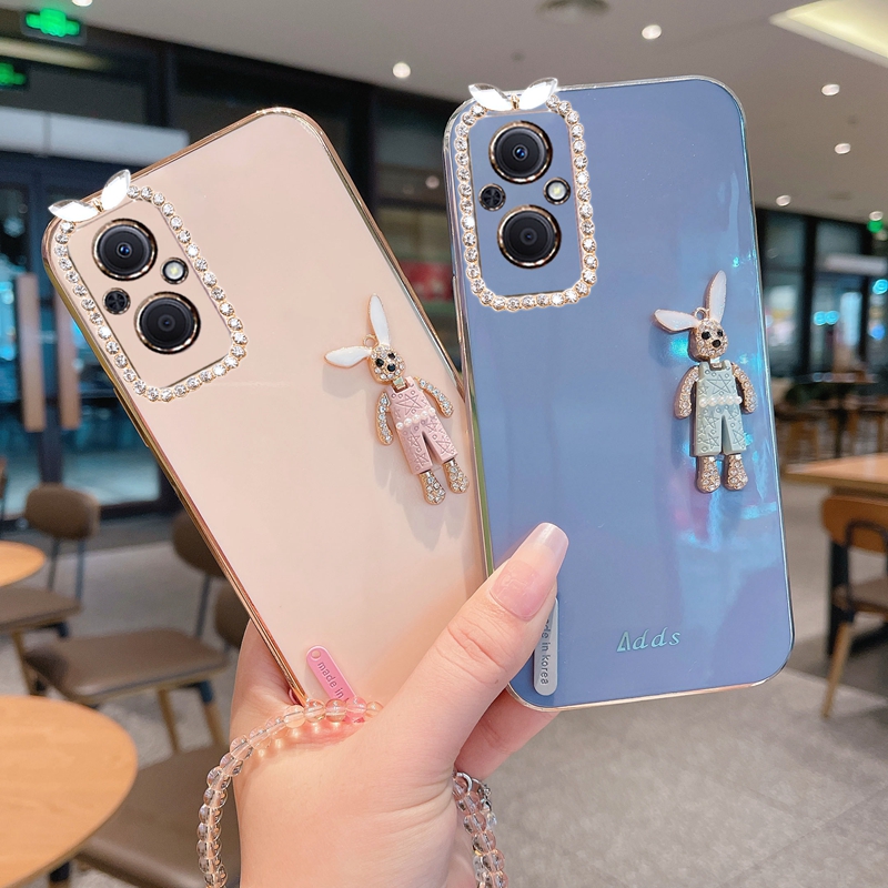 oppoA96硅胶网红镶钻兔子手机壳