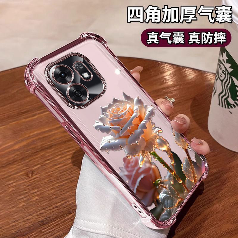适用华为荣耀X6D手机壳透明玫瑰