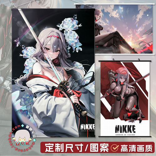 nikke胜利女神红莲包轴挂画海报