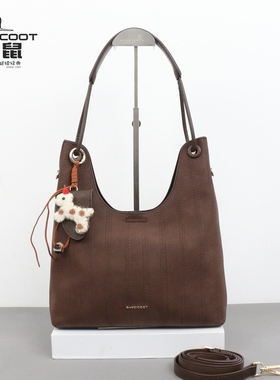 BANDICOOT袋鼠女包2025新款棕色麂皮托特包通勤百搭腋下包高级感