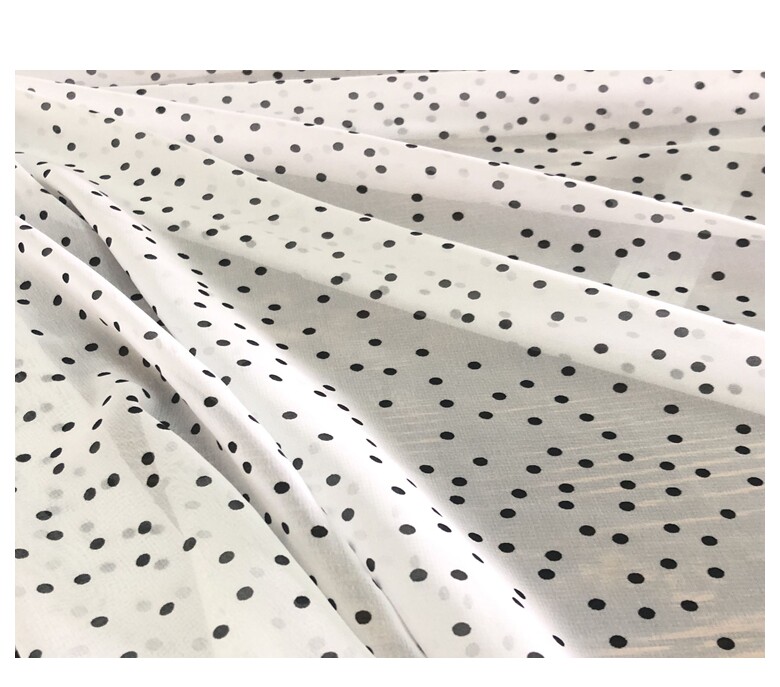 雪纺不规则波点布料夏连衣裙衬衫女装黑白枣红绿蓝圆点服装面料
