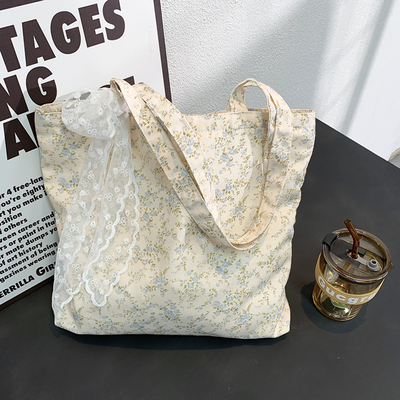 手提小碎花大容量少女帆布包