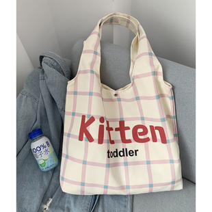 2025新款韩系小众设计帆布包背心包通勤单肩大容量托特包手提布袋