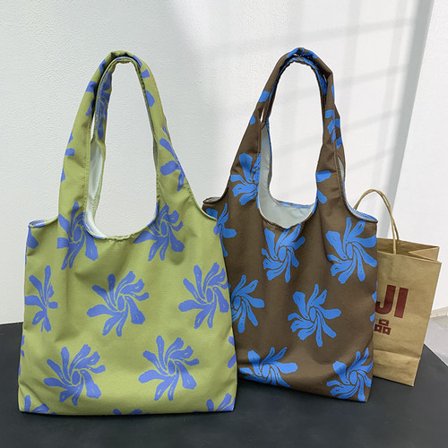 双层大容量花朵背心帆布包