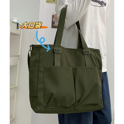 日韩通勤单肩斜挎两用帆布包