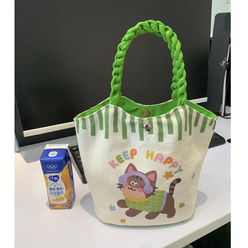 卡通可爱通勤手提小号帆布包