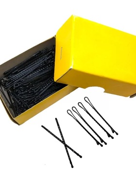 品质款黑色发夹钢夹盘发金属烤漆发饰U型夹发卡平直波纹一字夹