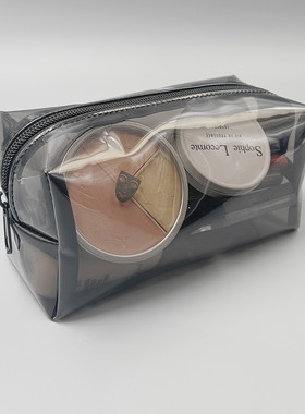 半透明黑色PVC化妆包收纳包笔袋便携轻便易清理分装包化妆师防水