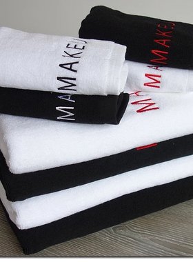 纯棉黑色毛巾化妆台布布垫全棉化妆师美容美甲桌布化妆师台布定制