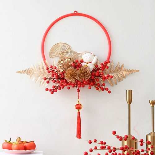 Зимний зеленый красный фрукта Форта фрукты Новый год Благословение Благословения Декоративные аксессуары Материал Золотой