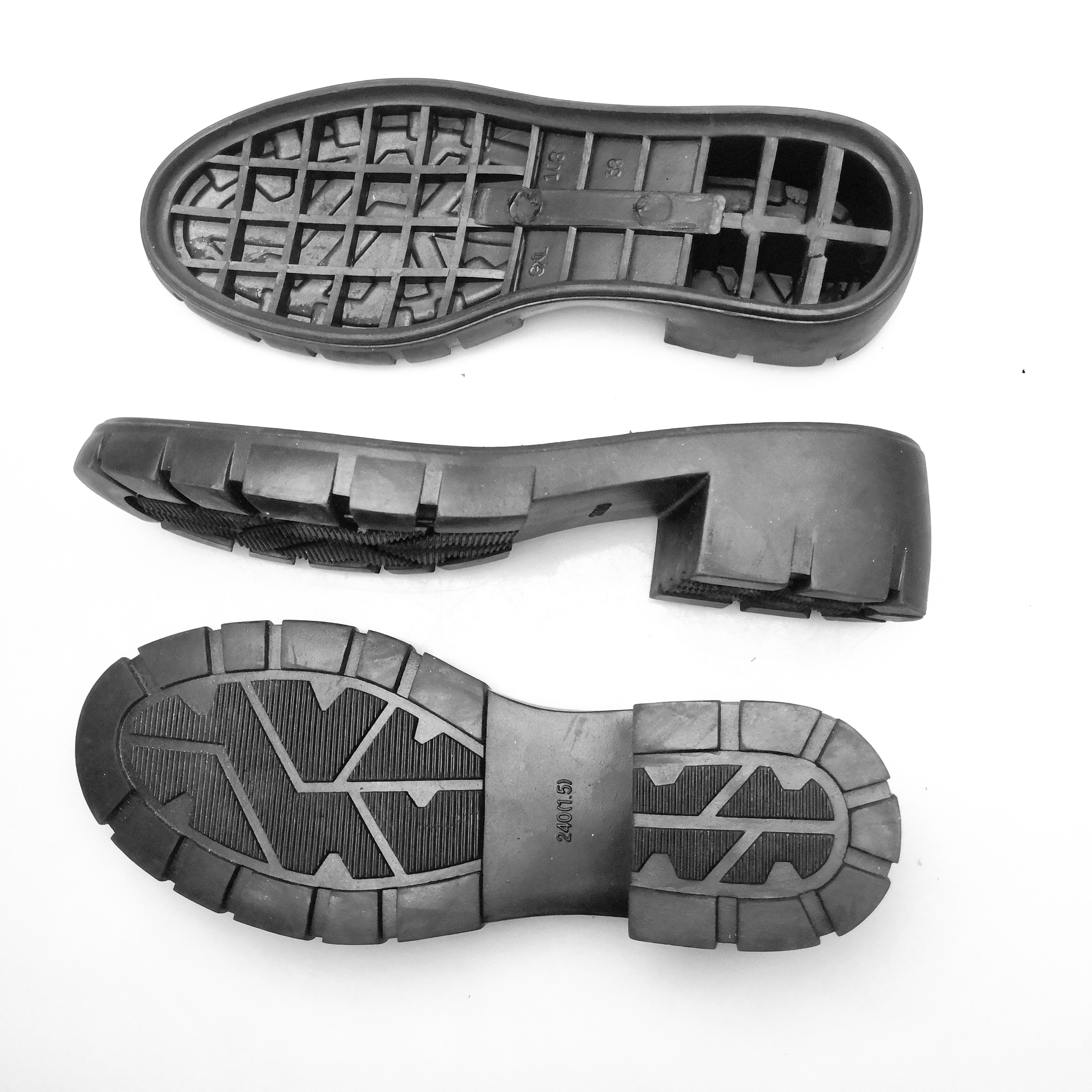 橡胶鞋底马丁靴厚底皮鞋