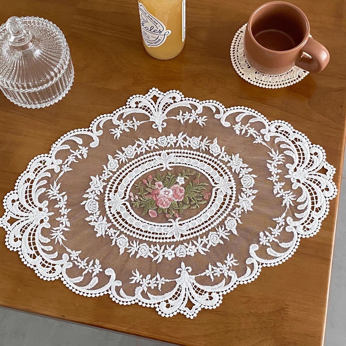 【买1发2】蕾丝餐垫布艺刺绣杯碗盘花瓶隔热法式田园风茶几防护,居家布艺,餐垫,淘宝优惠券,粉丝福利购,淘宝优惠卷