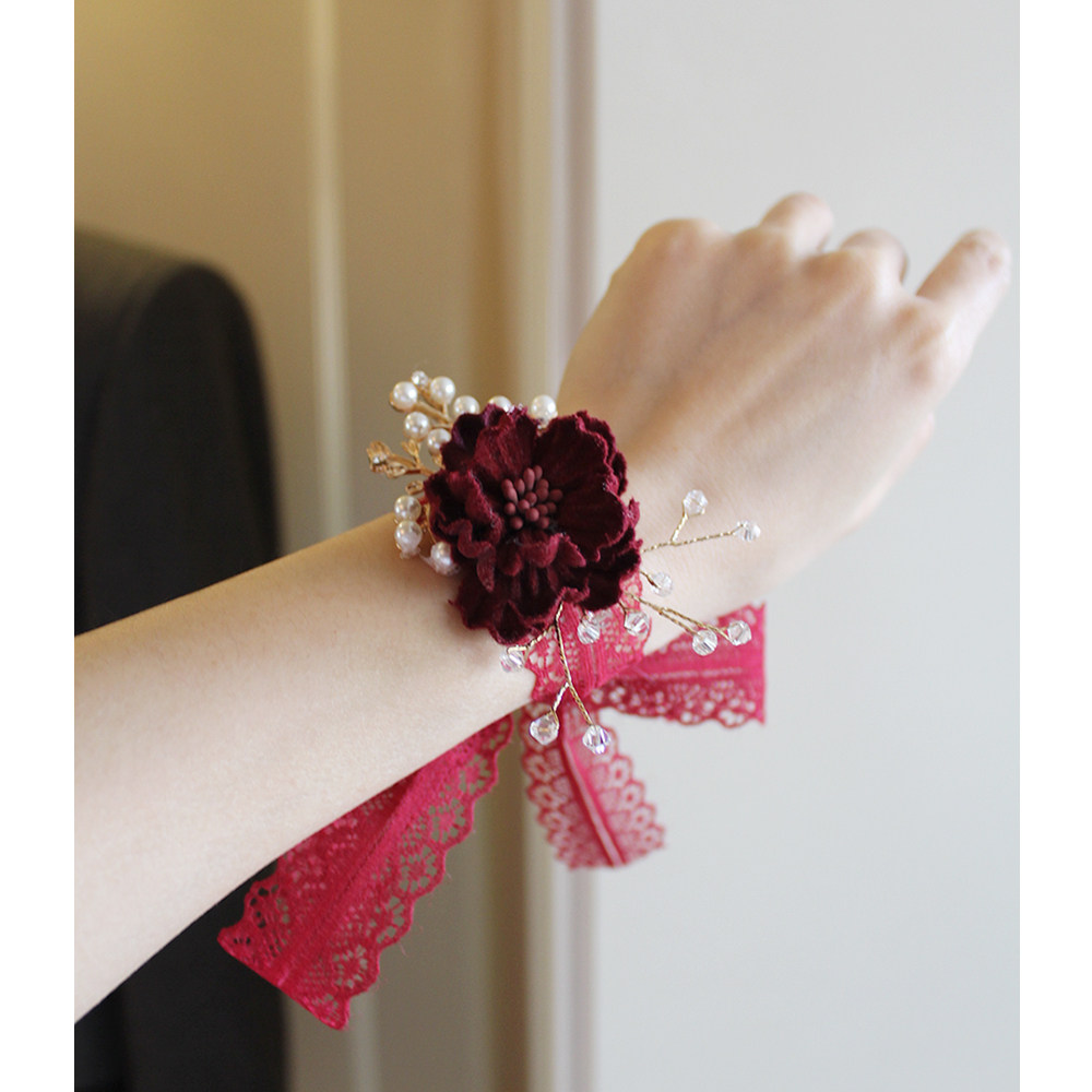 【蕾丝手腕花】瓣欧根纱丝带绑手腕新娘敬酒服礼服伴娘手装饰手带