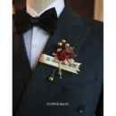 新中式 蝴蝶刺绣双喜水钻多色新郎新娘父亲母亲结婚庆用品胸花襟花