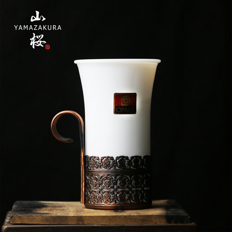 日本製 中古1960s/昭和时代vintage酒杯陶瓷日式古典复古铜托杯子