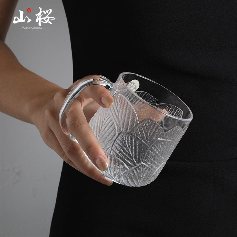 日本製 稀少hoya豪雅水晶玻璃杯群叶酒杯咖啡杯中古1950s小皿侘寂