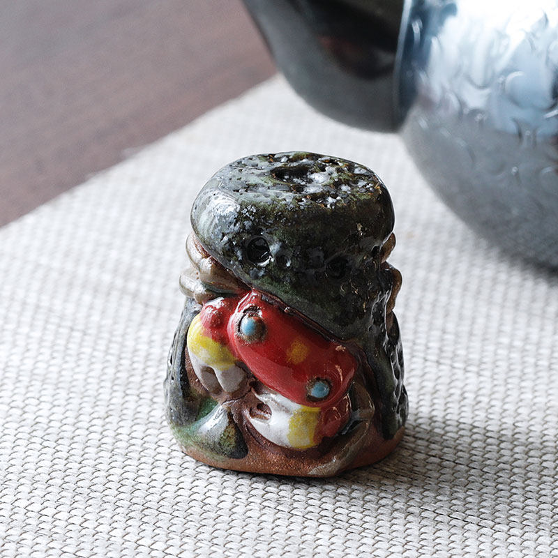 山桜螃蟹盖置/天神蟹杯茶杯茶壶志野烧 水月烧乐山烧二六复刻中古