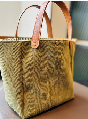 原创手作复古怀旧可爱饭盒袋便当包大容量手提袋通勤小众文艺范包