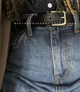 纯皮复古女士休闲牛仔裤百搭皮带女夏头层牛皮真皮腰带ins风黑色