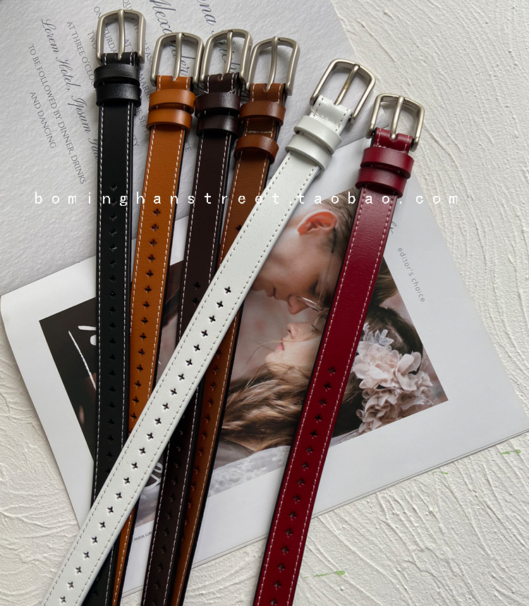 自留款方扣免打孔牛皮腰带