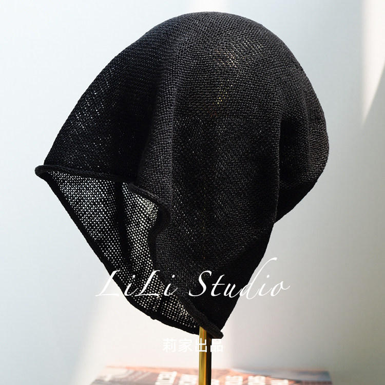 软滑细线亚麻薄款堆堆帽女夏卷边套头帽百搭细腻型包头帽洋气潮品