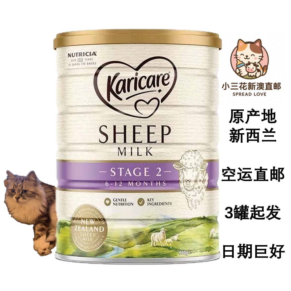 新西兰直邮karicare可瑞康绵羊奶粉2段新婴儿配方羊奶2段900g