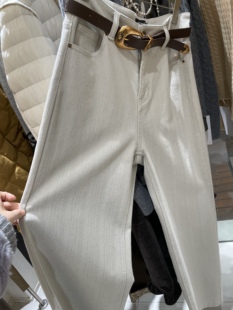 深圳南油高货慧姐家直筒裤裤子牛仔裤加绒款米色长裤带腰带