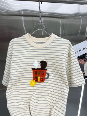 面料有质感有厚度～时尚百搭显瘦净版条纹圆领短袖T恤女宽松休闲