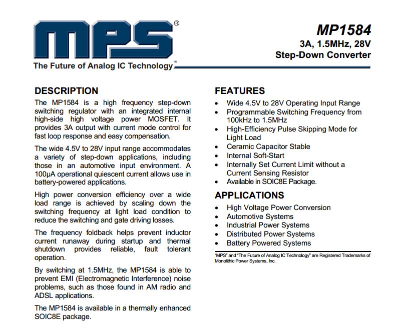 转换电源管理芯片MP4-28V3A