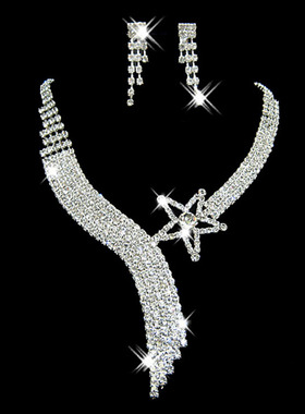 女新娘水钻项链耳环结婚礼服配饰