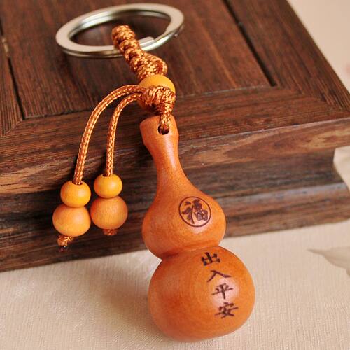 桃木纯色福字出入平安随身小挂件