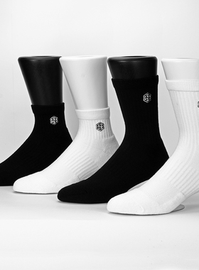 HG男女毛巾底ins运动袜男长筒袜纯色秋冬休闲袜纯棉情侣潮袜子