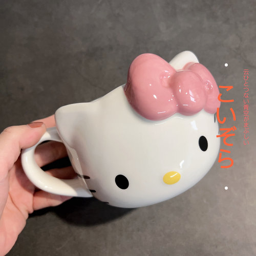 外贸货KT卡通蝴蝶结陶瓷马克杯