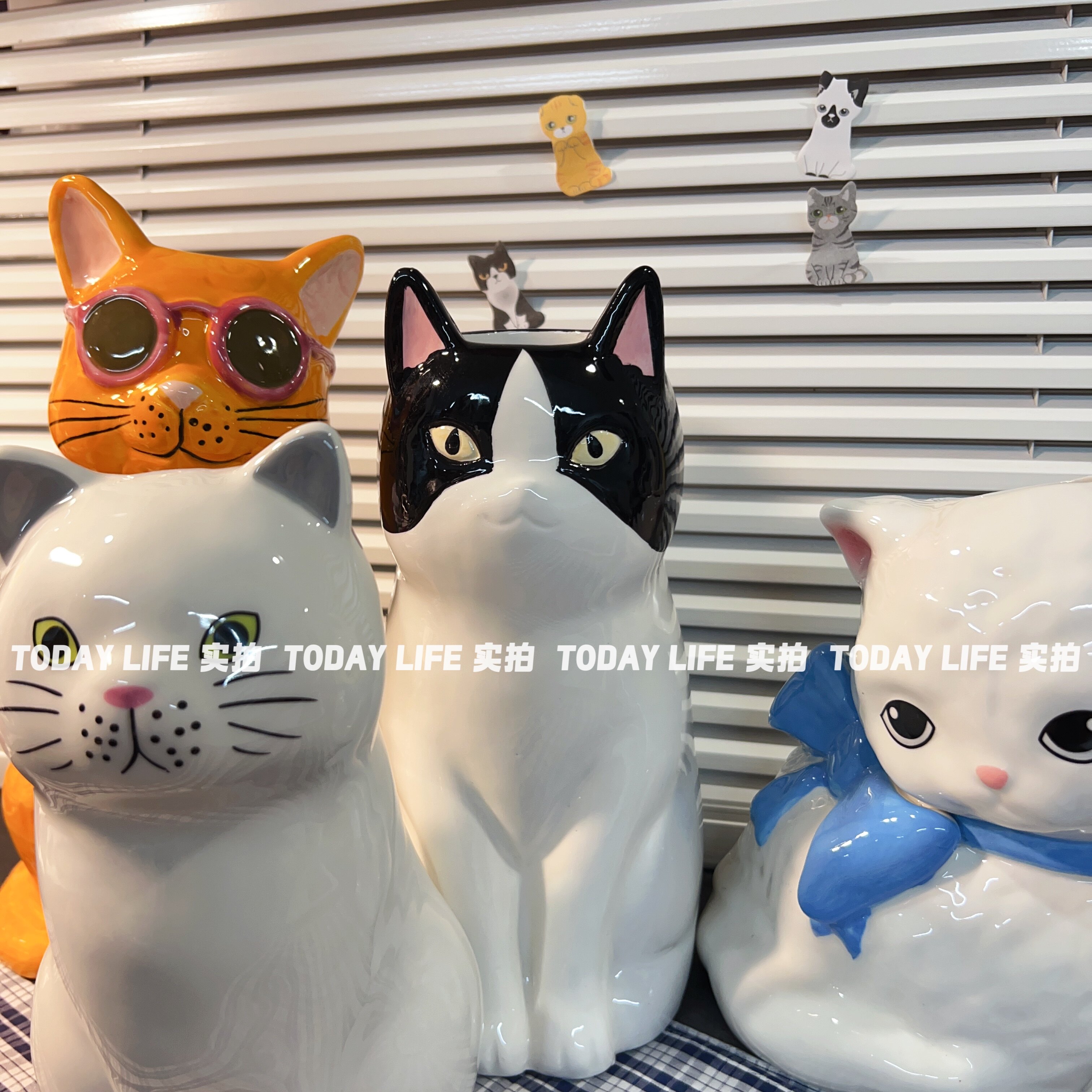 猫咪陶瓷零钱收纳花瓶图片