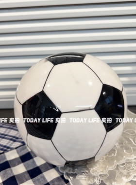 外贸单 手工手绘陶瓷足球 存钱罐 存储蓄罐 家居摆件 礼钱罐