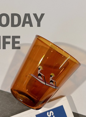 TODAY LIFE潮品复古彩色高硼硅划船黄色耐热玻璃水杯 冷饮杯子