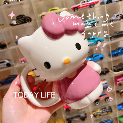 外贸马克杯 Hello Kitty KT猫粉色系大容量立体卡通水杯茶杯