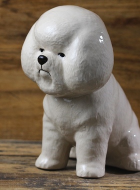 泰国手工新居手绘动物存白色卷毛比熊犬狗狗储蓄罐家居摆件礼钱罐