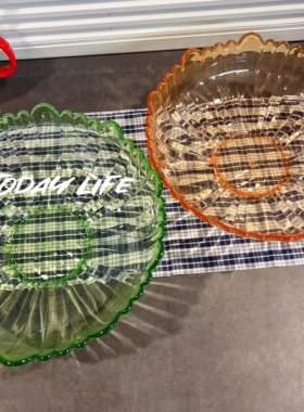 复古怀旧风花朵糖果色绿色黄色蔬菜沙拉碗前台客厅水果盘贡盘