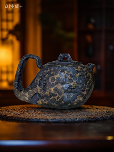 天然冰碛岩手工石茶壶黄豹随型壶黄豹纹料石壶养生茶壶精美收藏